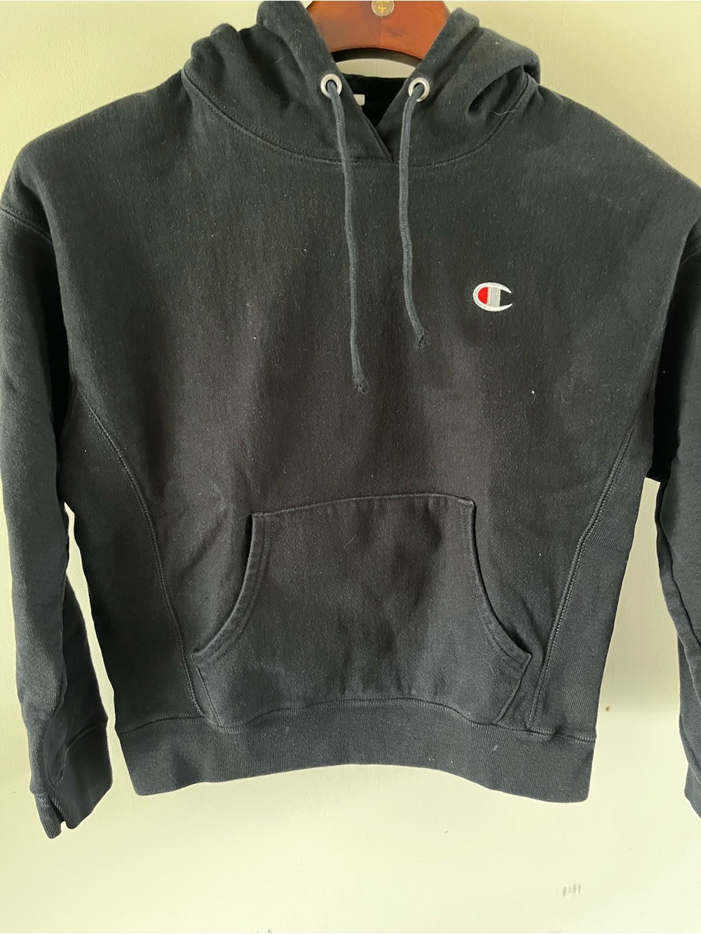 Youth Medium Champion Reverse Weave Black Pullover Hoodie